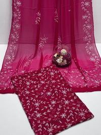 2 Pce  Chiffon Handmade Sippi Jall Work