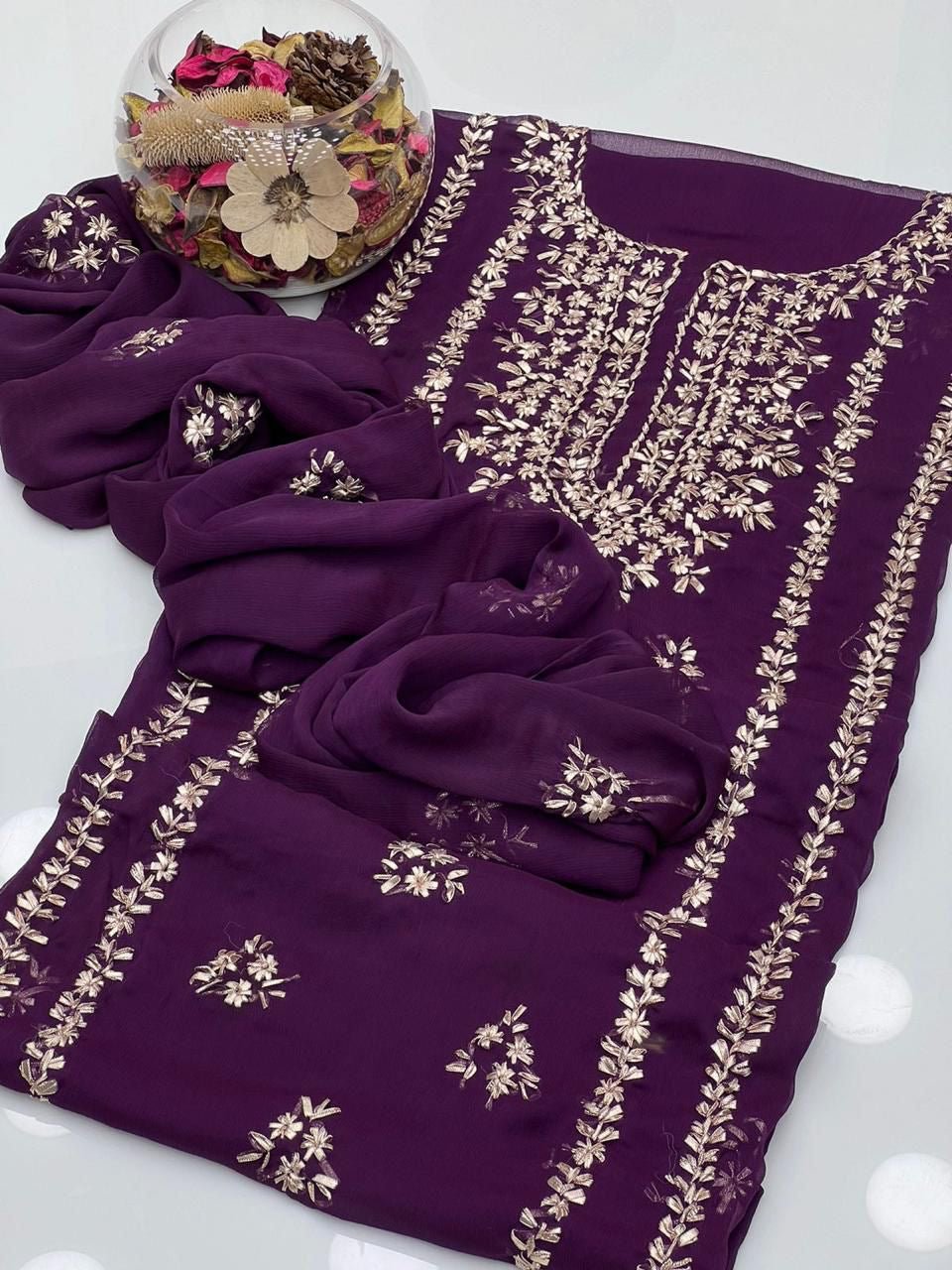 2 piece chiffon kurta Gotta with free perfume testers