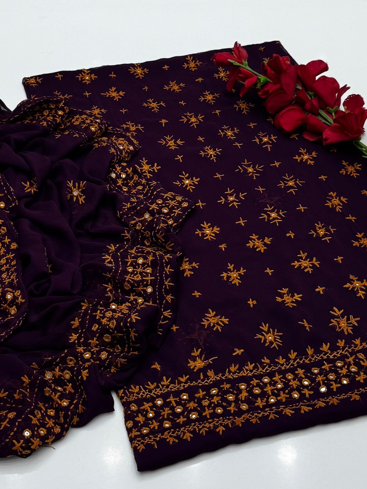 2 piece Chawal Tanka work with four sided dupatta.