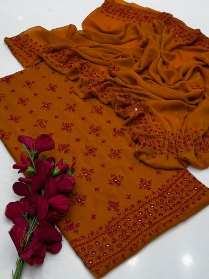 2 piece Chawal Tanka work with four sided dupatta.