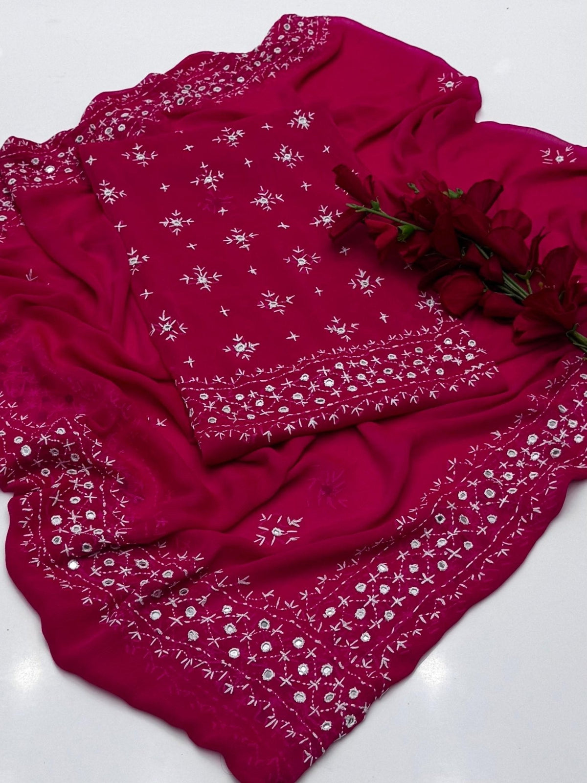 2 piece Chawal Tanka work with four sided dupatta.