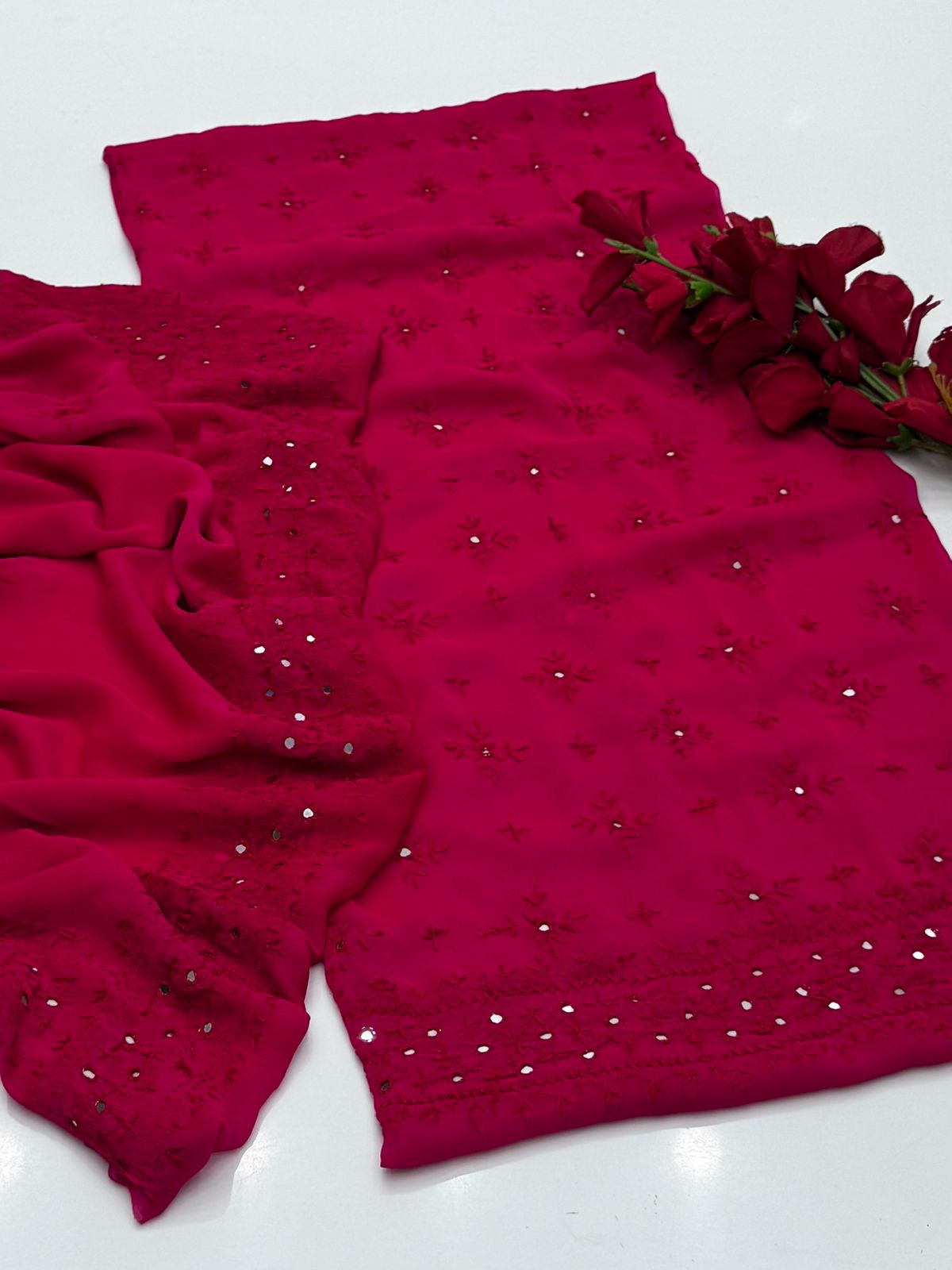 2 piece Chawal Tanka work with four sided dupatta.