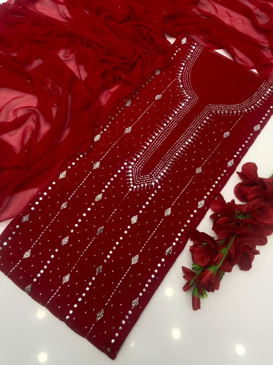 2 piece chiffon mukesh shahi design