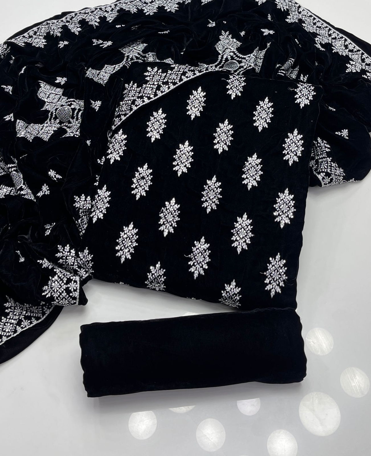 3 piece Sequence Embroidery on 9000 micro korean velvet