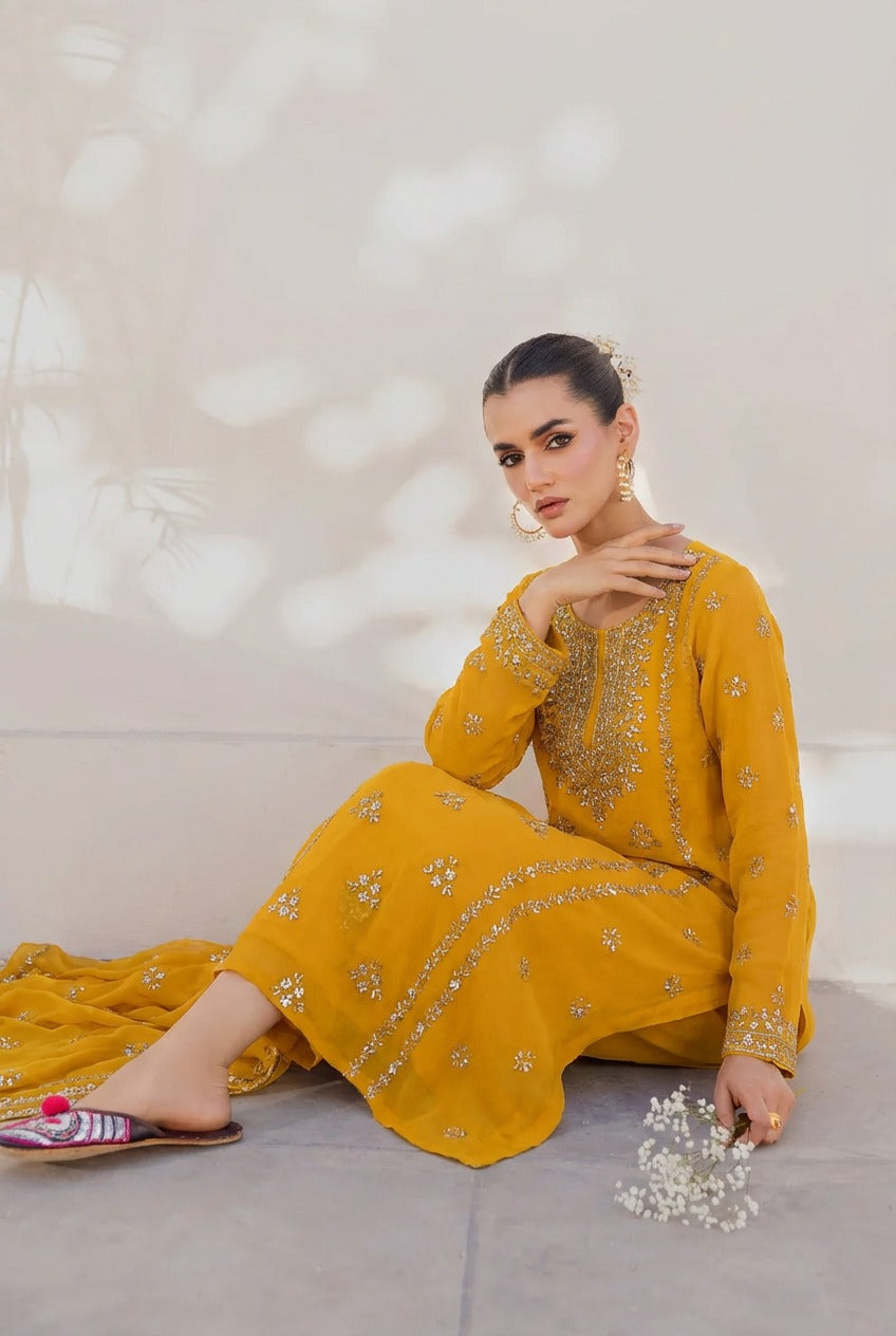 2 piece chiffon kurta Gotta with free perfume testers