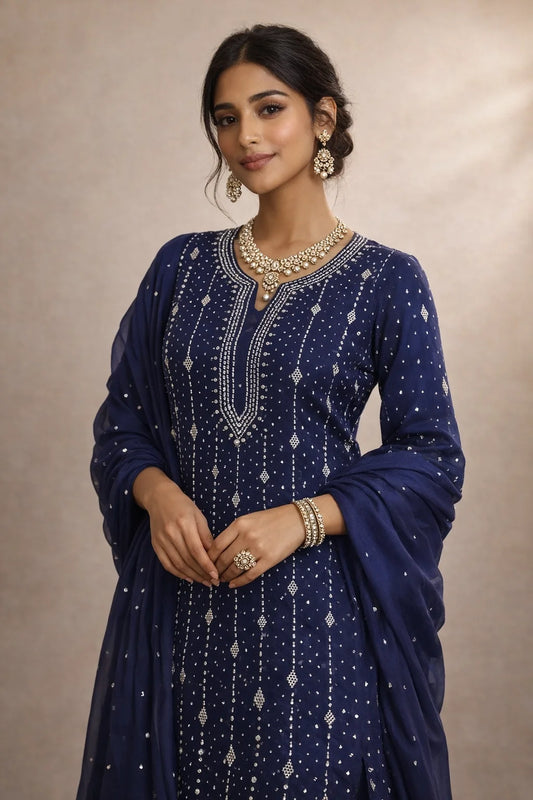 2 piece chiffon mukesh shahi design