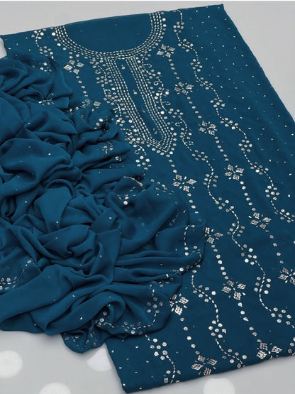 Indian style floral mukesh with 4-side dupatta work